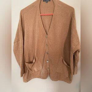 Barefoot Dreams Women's Cozy Camel Brown Button Cardigan